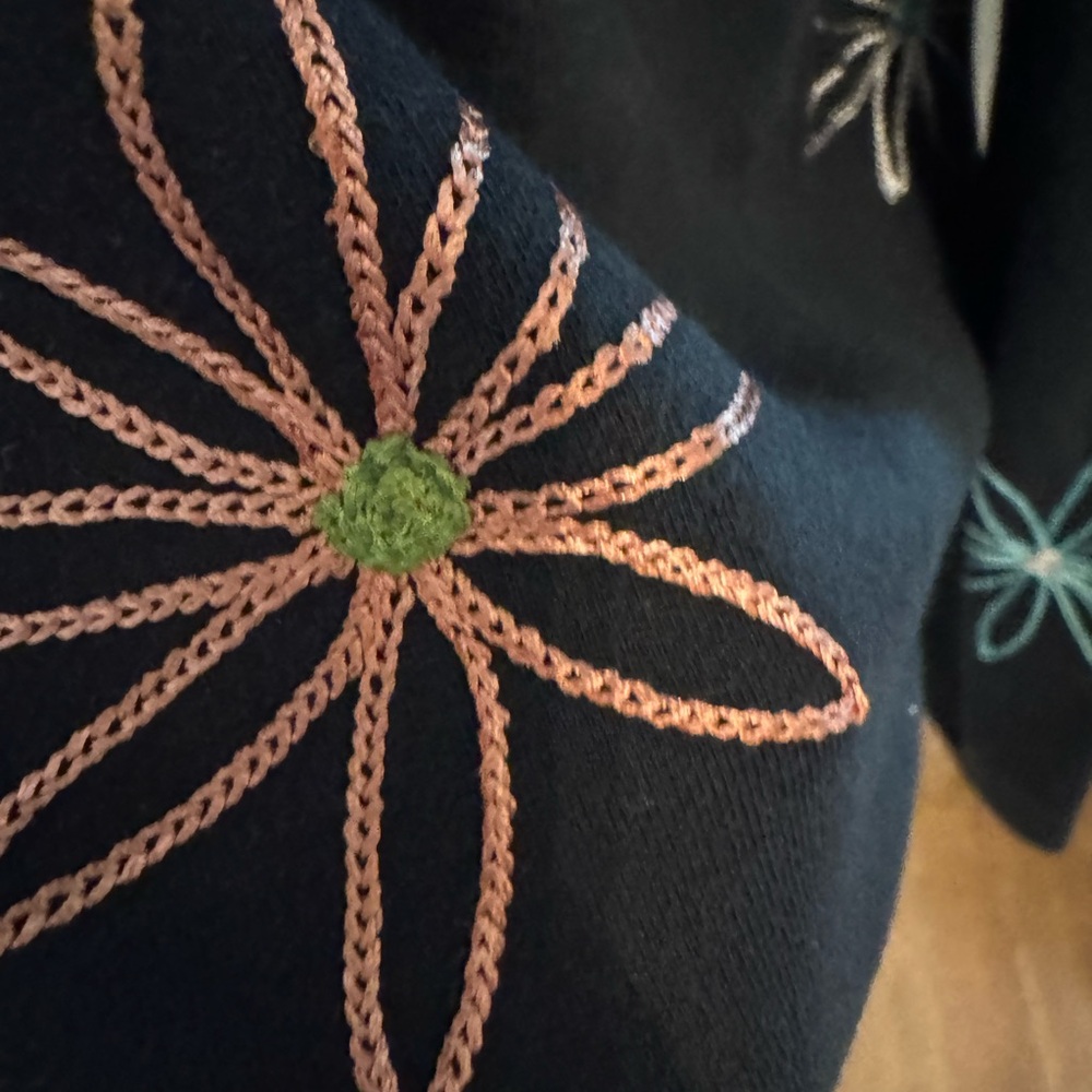 🤑SALE.  Trinity Black Cardigan with Vibrant Embroidery